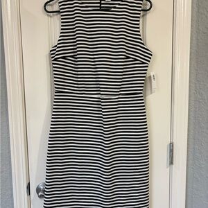Old Navy Black and White Striped Sleeveless Sheath Dress